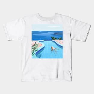 Girl in pool Kids T-Shirt